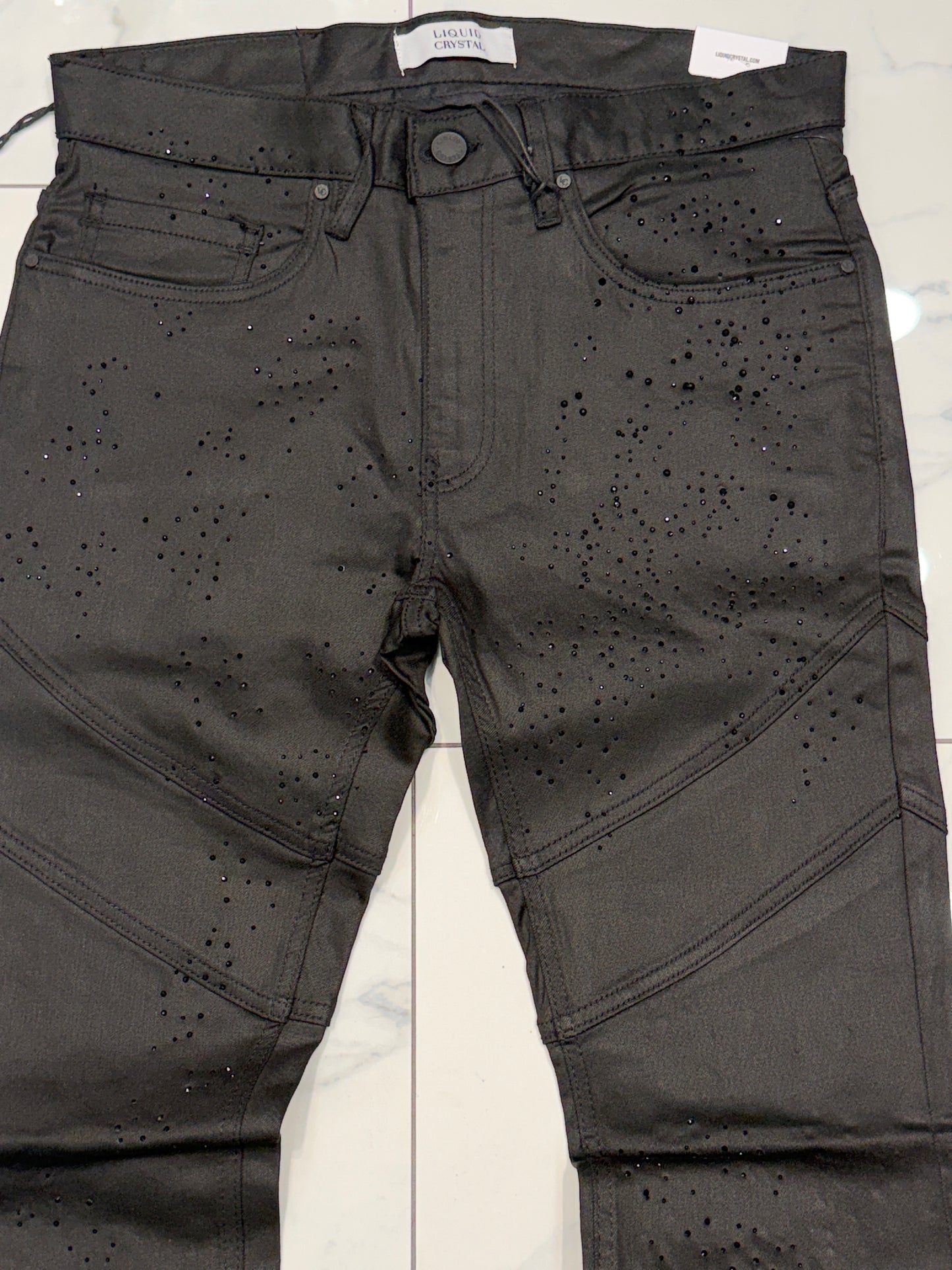 Jordan Craig x Liquid Crystal Rhinestone Stacked Jeans