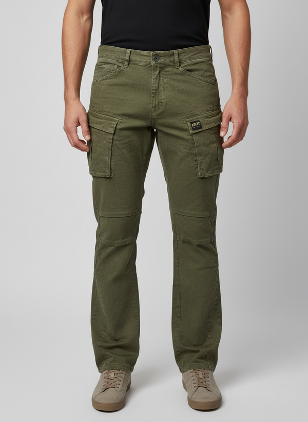 Apprv Denim Stacked Cargo Pants (Olive)