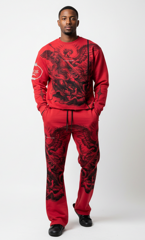 Vie Riche Arc Angel Crewneck Sweatsuit (Burgundy) U