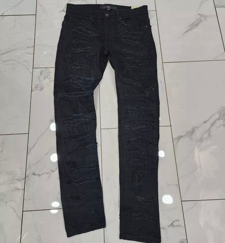Jordan Craig Sean Fit Slim Fit Jeans--Black w/ Blue Rips
