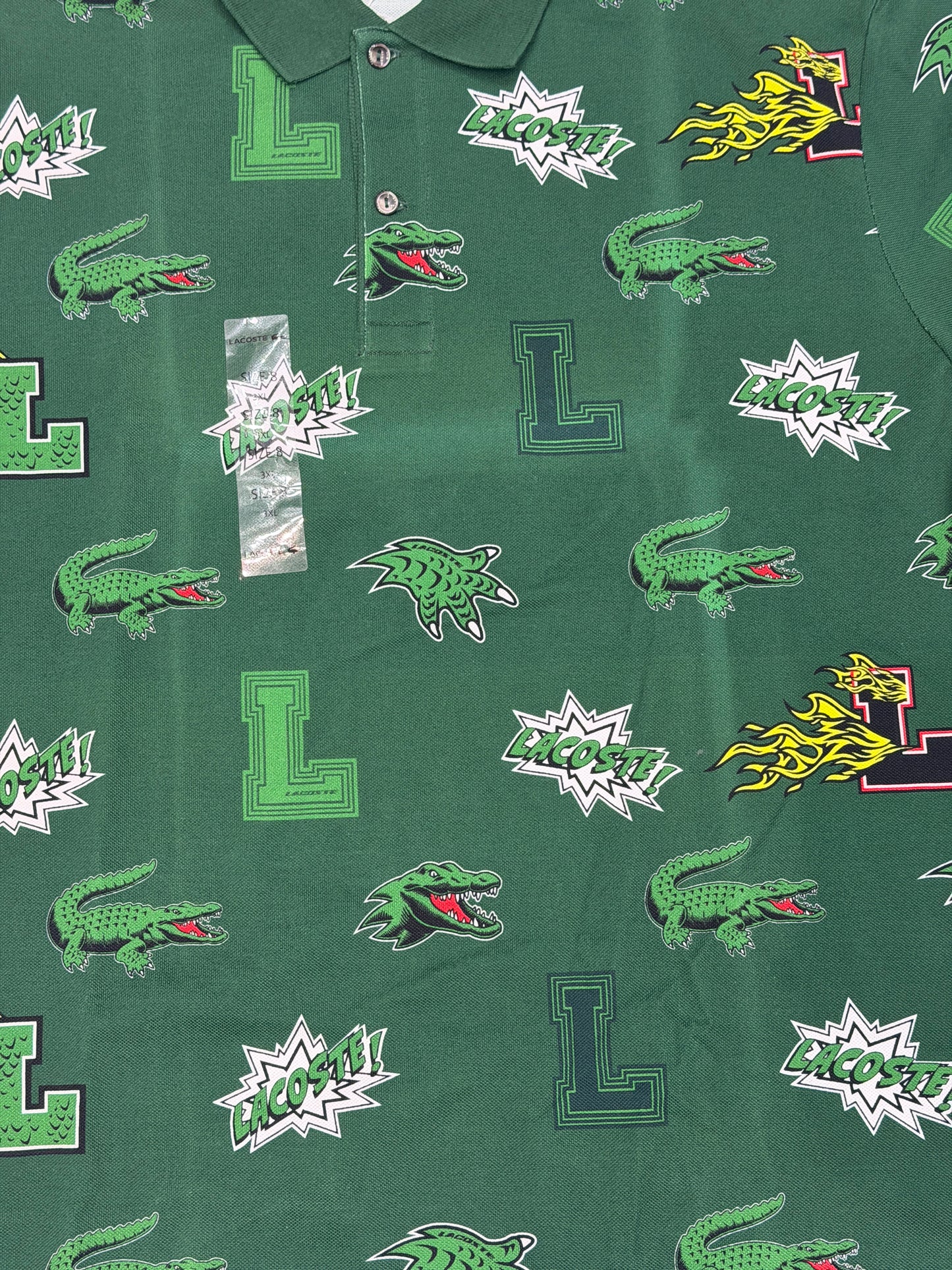 Lacoste Allover Crocodile Green Polo Shirt