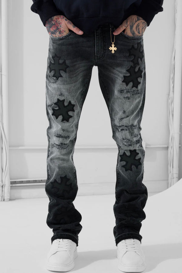 Jordan Craig x See You in Paradise Super Skinny Stacked Eden Jeans (Black Shadow)