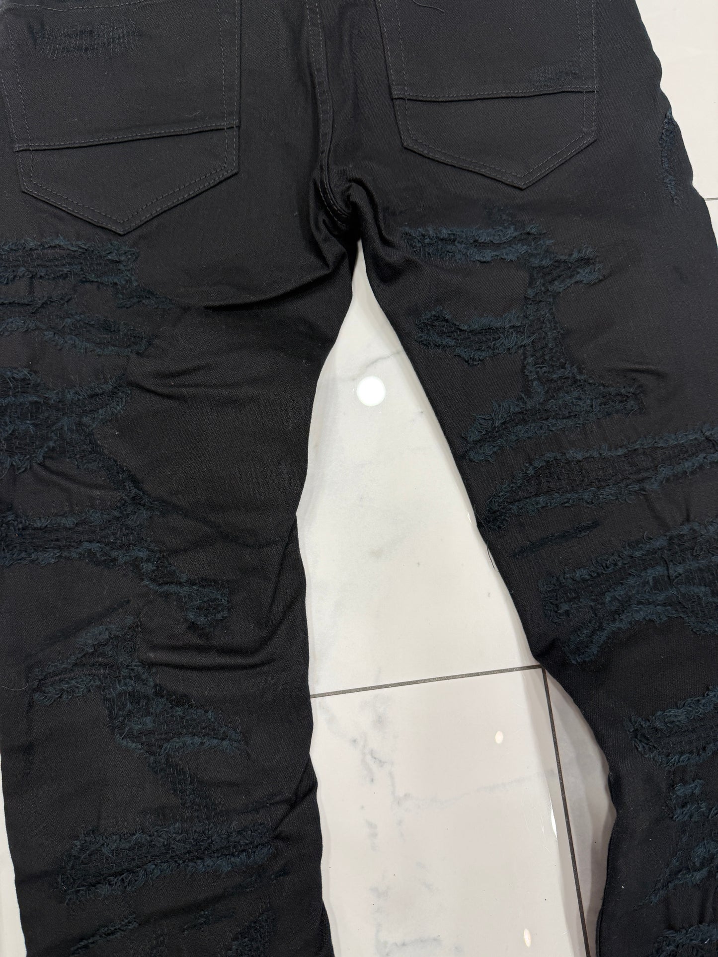 Jordan Craig Sean Fit Slim Fit Jeans--Black w/ Blue Rips U