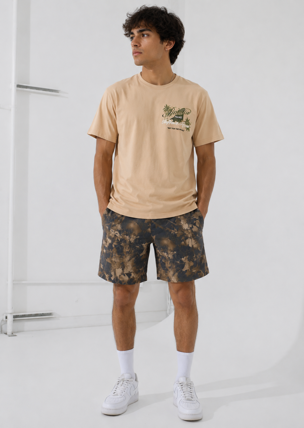 Jordan Craig x See You In Paradise Graphic Paradise Palms Nylon Shorts (Hunter Camo)