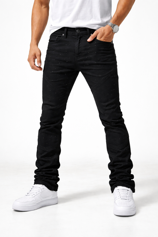 Jordan Craig x Liquid Crystal Rhinestone Stacked Jeans