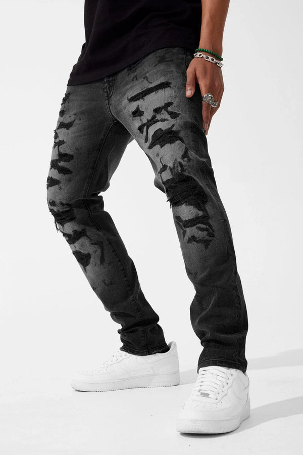 Jordan Craig Sean Slim Taper Fit Elmhurst Denim Jeans (Black Shadow) U