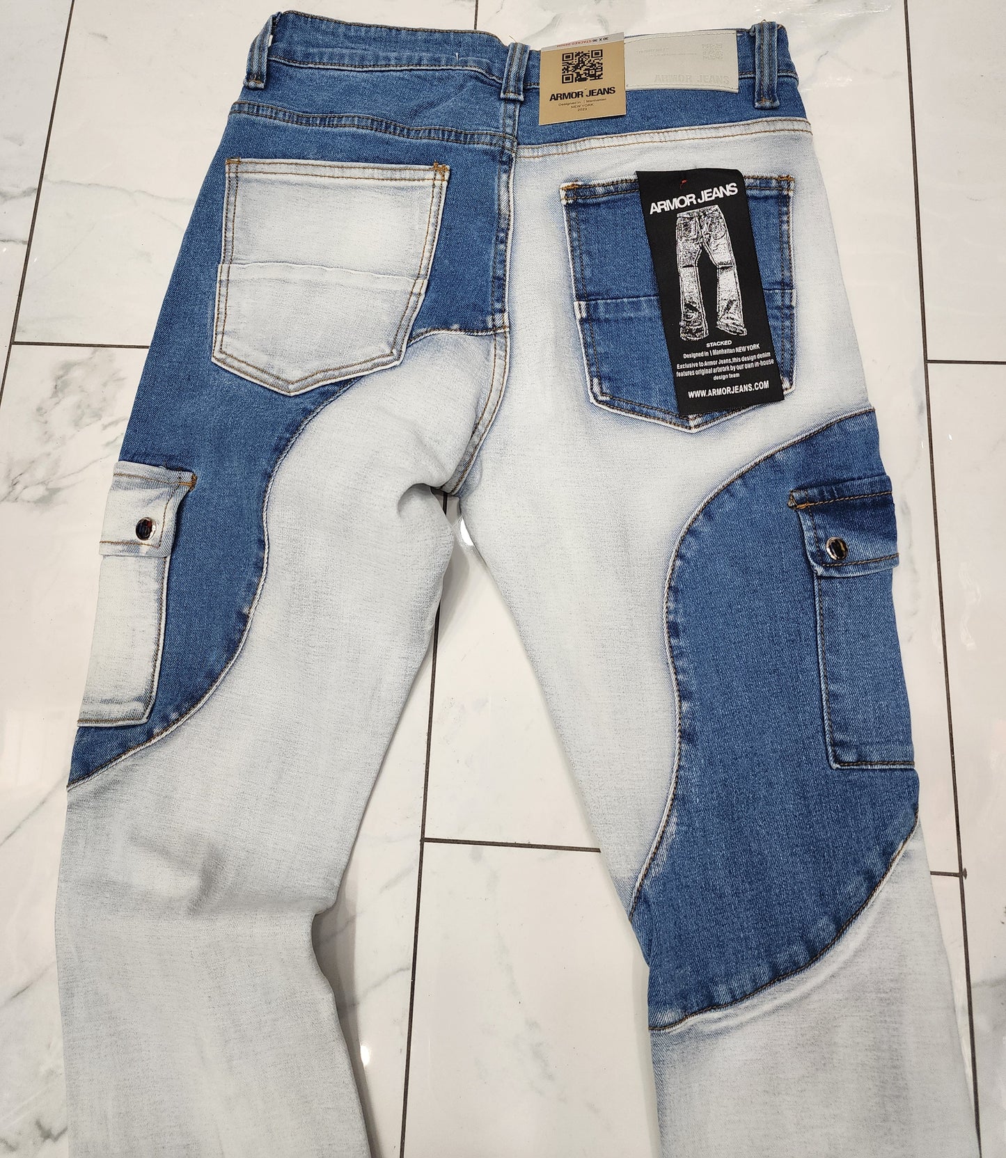 Armor Color Block Mid-Rise Stacked Medium Blue Jeans U