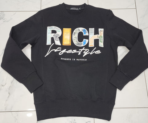 Streetz Iz Watchin Rich Lifestyle Black Sweater