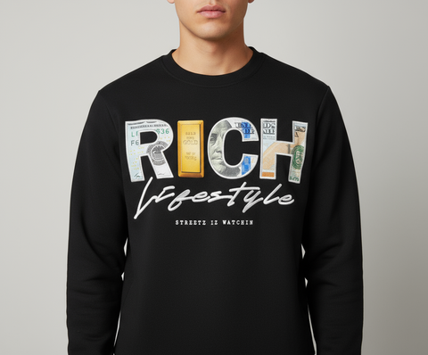 Streetz Iz Watchin Rich Lifestyle Black Sweater