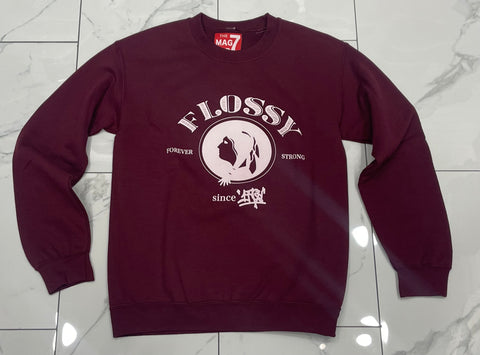 Burgundy Flossy Crewneck
