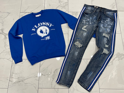 Royal Blue Flossy Crewneck U