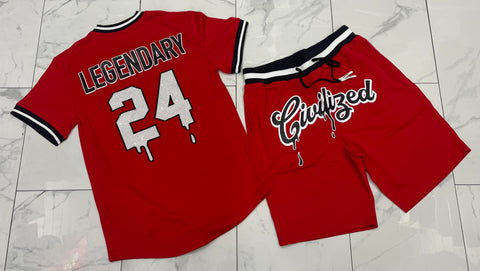 Civilized Red Legendary Baseball Short Set