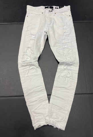 Jordan Craig Sean Fit Shredded and Crinkled Slim Tapered Fit White Jeans
