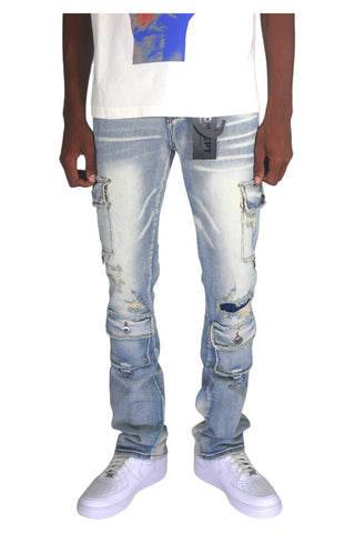 Concept Denim Vintage Blue Washed Stacked Jeans
