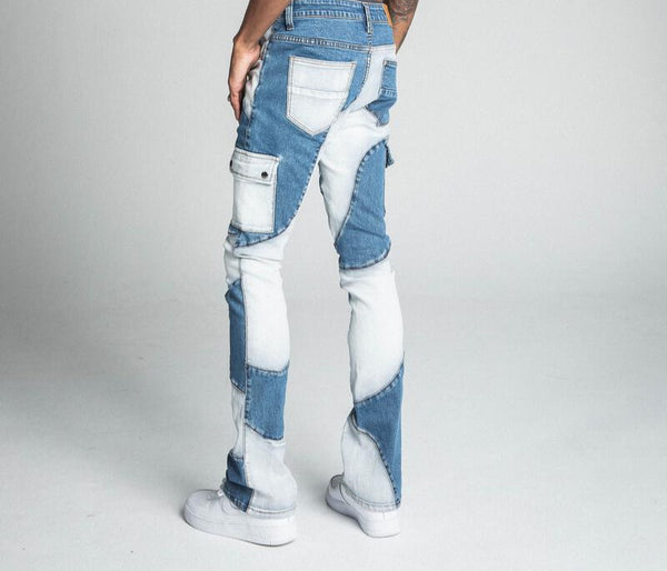 Armor Color Block Mid-Rise Stacked Medium Blue Jeans