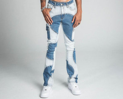 Armor Color Block Mid-Rise Stacked Medium Blue Jeans U