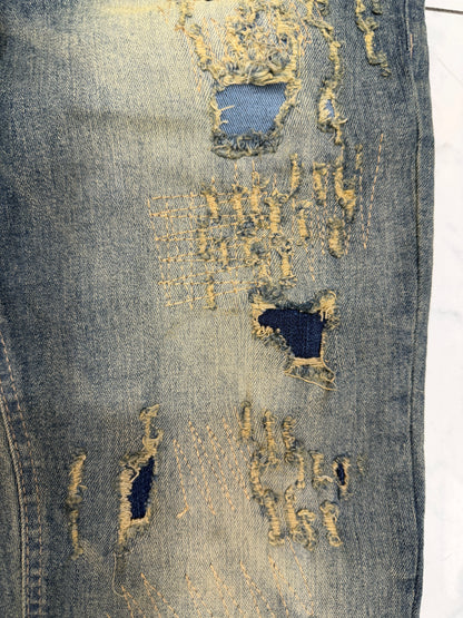 M. Society Artic Blue Wash Ripped Skinny Fit Jeans