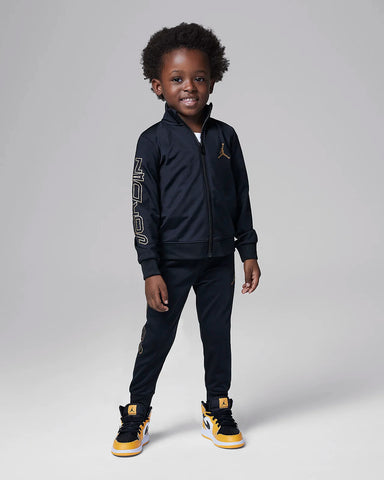 Jordan Take Flight Black and Gold Tricot Toddlers Full TrackSuit( Track Jacket + Pants)
