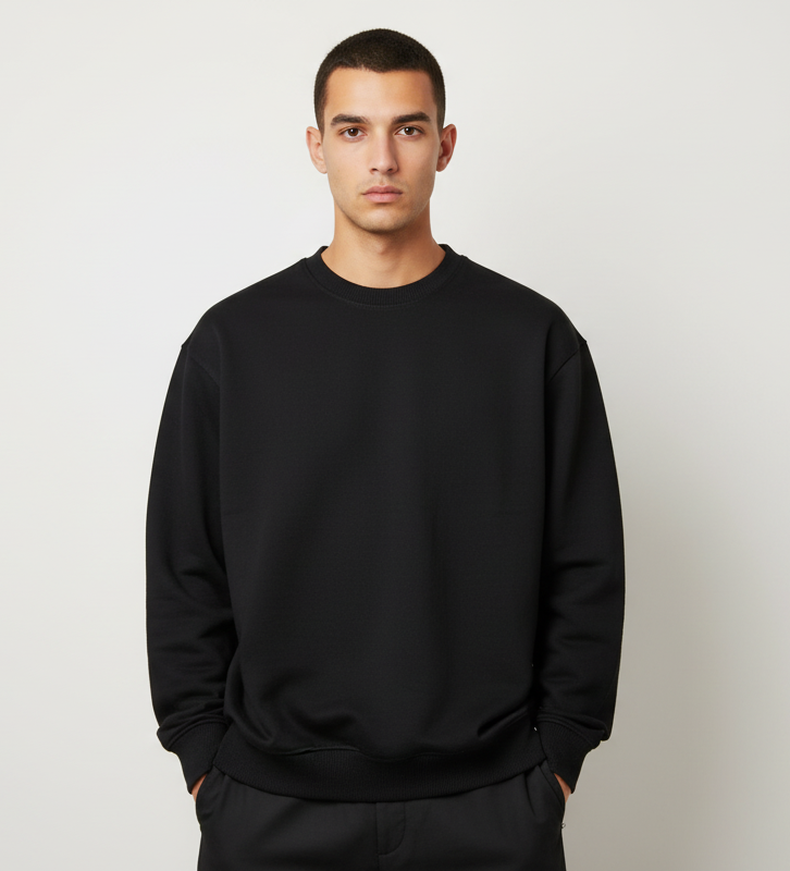 My Favorite French Terry Crewneck Sweater (Black)