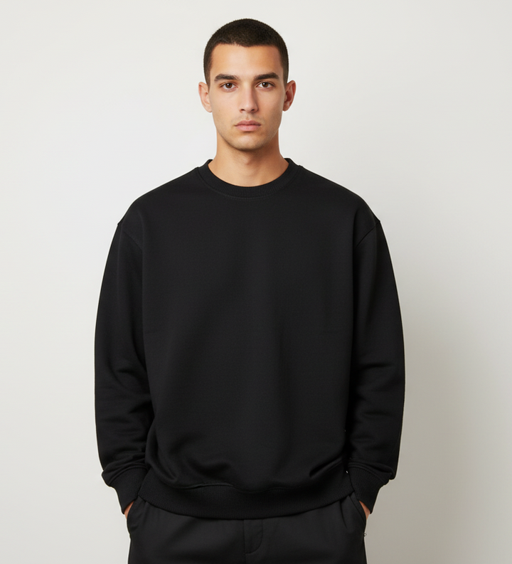My Favorite French Terry Crewneck Sweater (Black) U