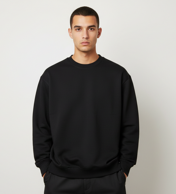 My Favorite French Terry Crewneck Sweater (Black) U