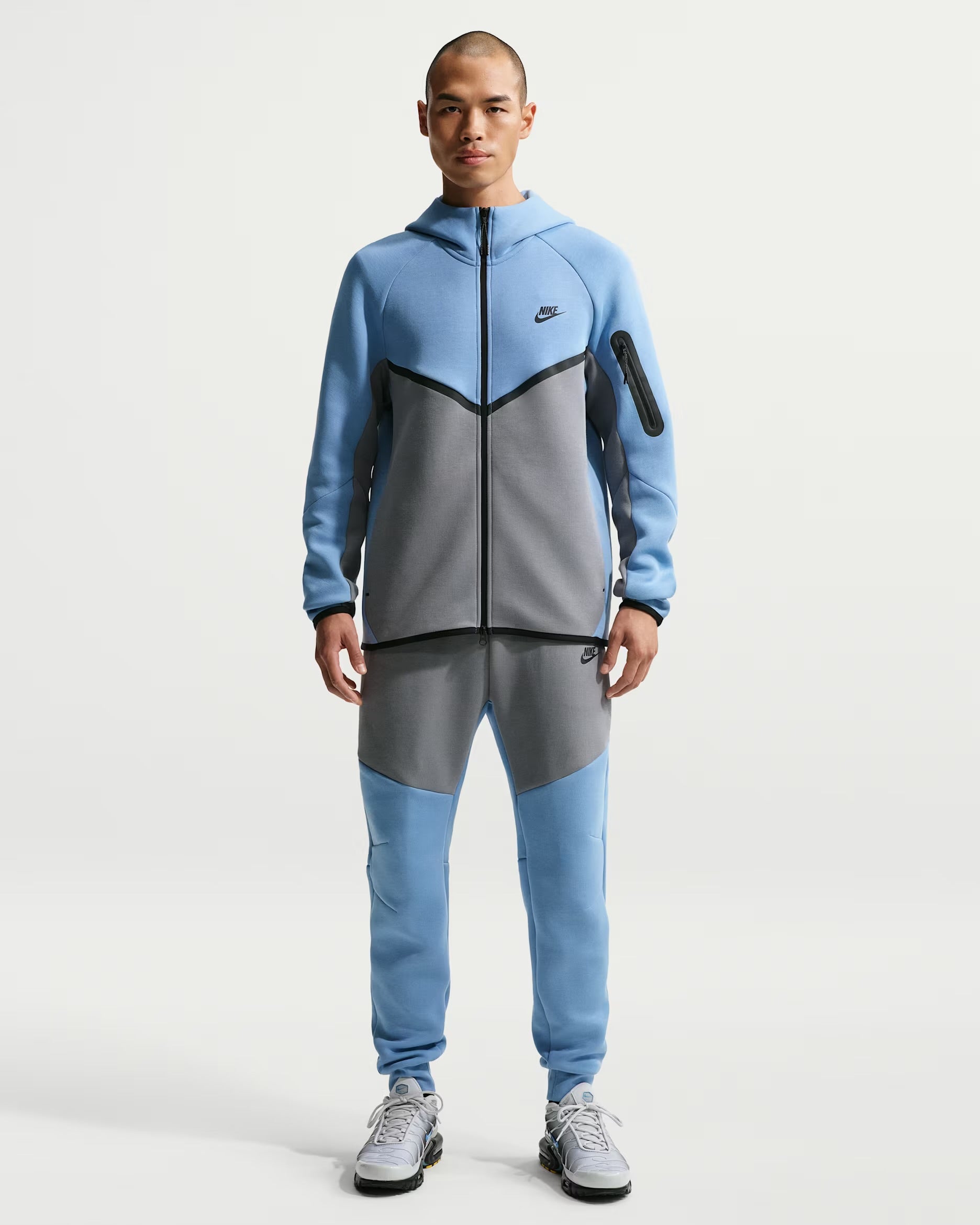 Nike Men's Tech Fleece Zip Hoodie & Pants Set (Blue/Grey) – Get