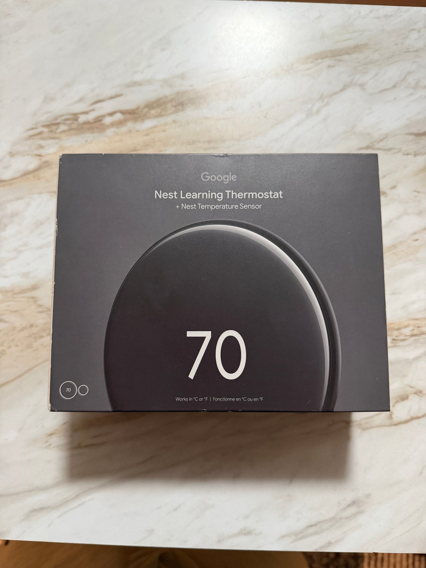 Google Nest Learning Thermostat 4th Gen + 2nd Gen Temp. Sensor-Polished Obsidian