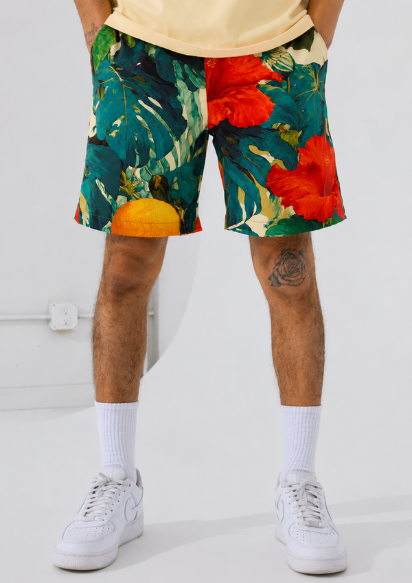 Jordan Craig x See You In Paradise Graphic Paradise Palms Nylon Shorts (Tropical)