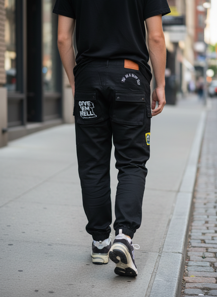 Born Fly Twill Cargo Joggers w/Patches U