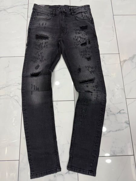 M. Society Black Wash Ripped Skinny Fit Jeans