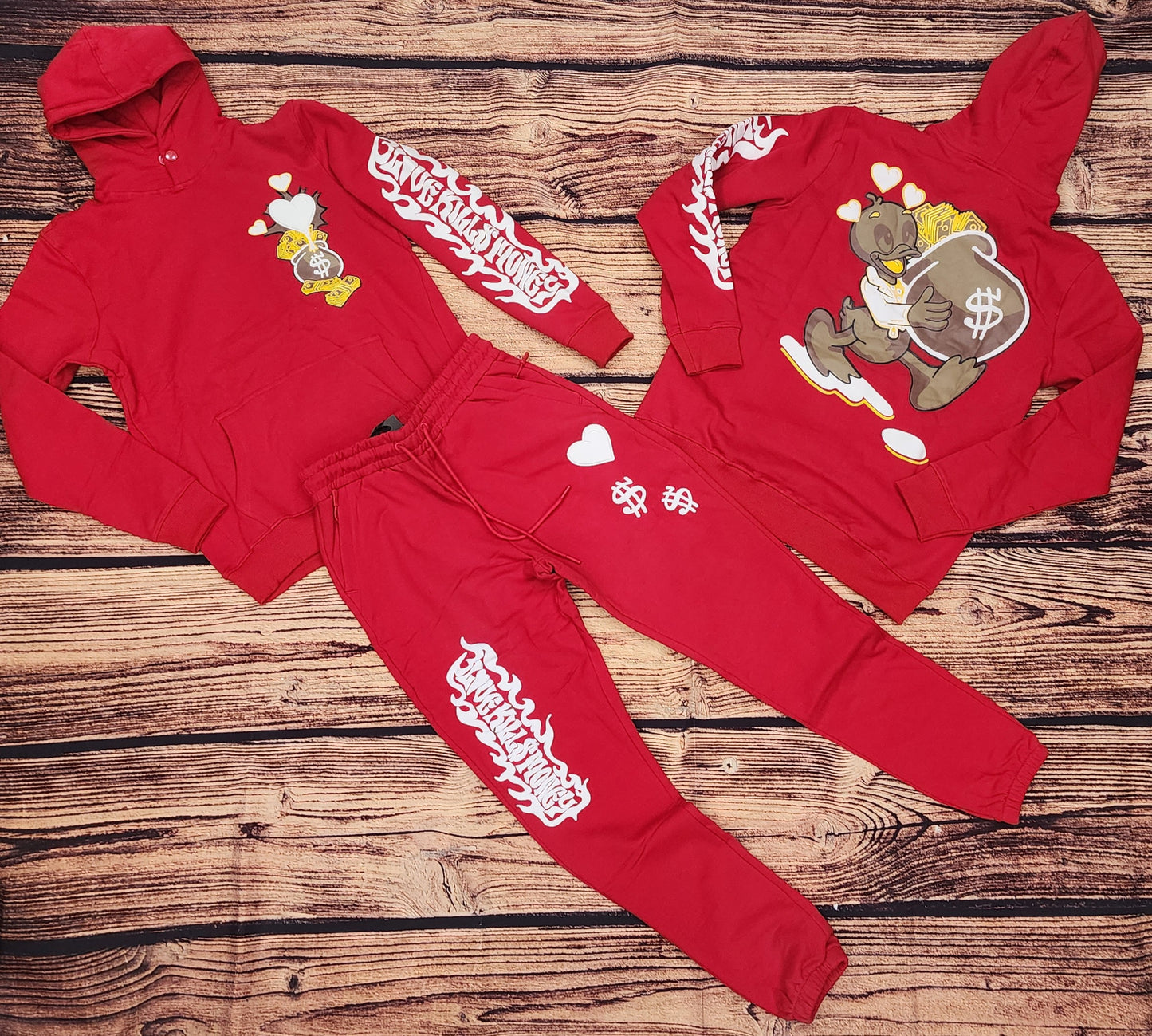 Hudson Love Kills Money Red Sweatsuit U