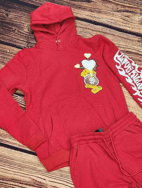 Hudson Love Kills Money Red Sweatsuit