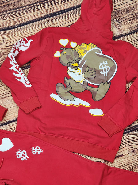 Hudson Love Kills Money Red Sweatsuit