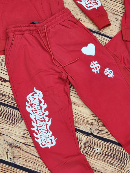 Hudson Love Kills Money Red Sweatsuit