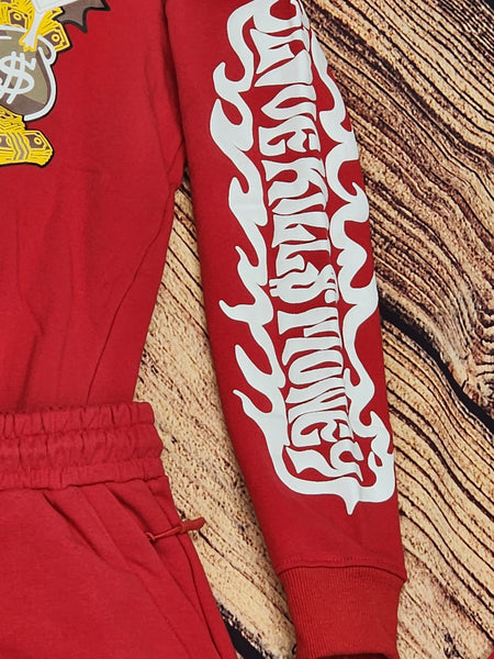 Hudson Love Kills Money Red Sweatsuit