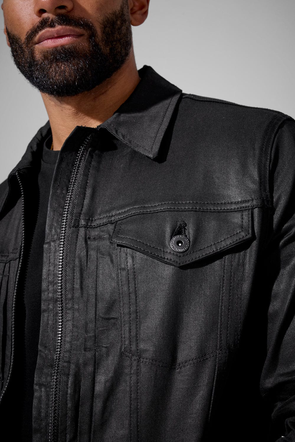 Jordan Craig Smooth Criminal Full Zip Trucker Jacket (Jet Black)