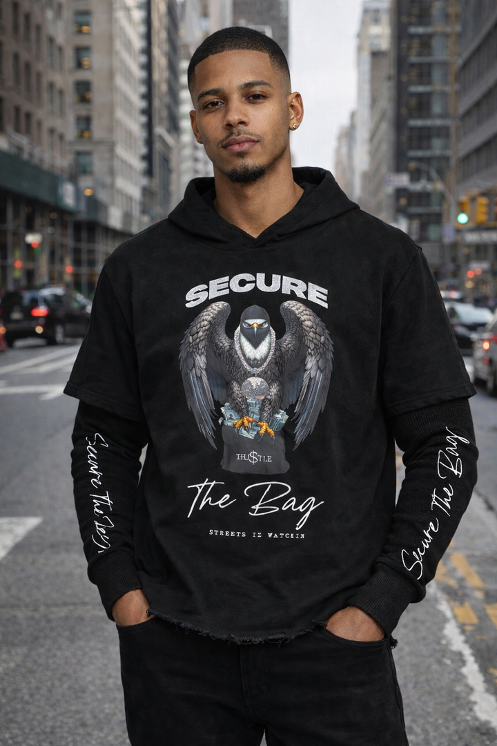 Streetz Iz Watchin Secure The Bag Thermal Sleeve Hoodie