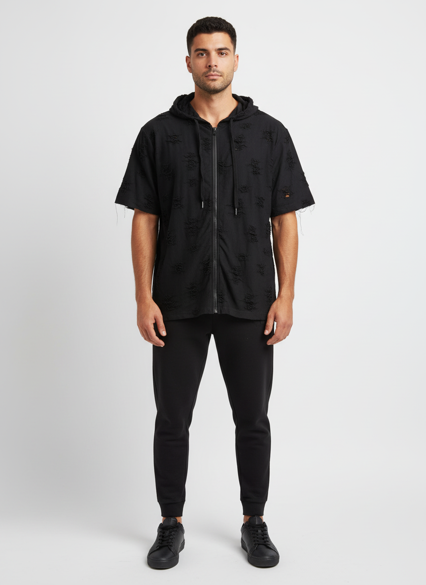 Dstrkt Ripped and Distressed Lightweight Hoody U