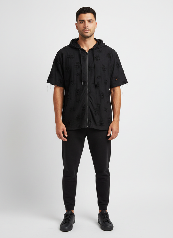 Dstrkt Ripped and Distressed Lightweight Hoody U