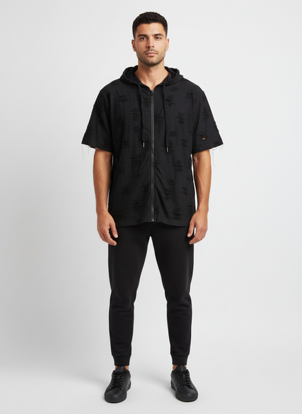 Dstrkt Ripped and Distressed Lightweight Hoody U