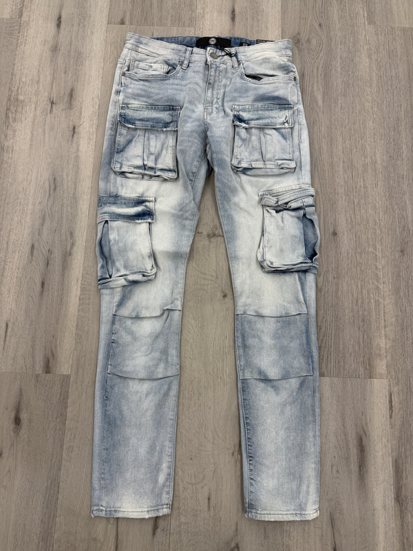 Jordan Denim w/ Cargo Pockets Slim Taper Fit Jeans (Iced White)