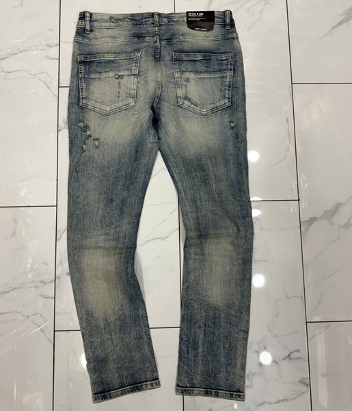 M. Society Light Vintage Blue Wash Ripped Skinny Fit Jeans