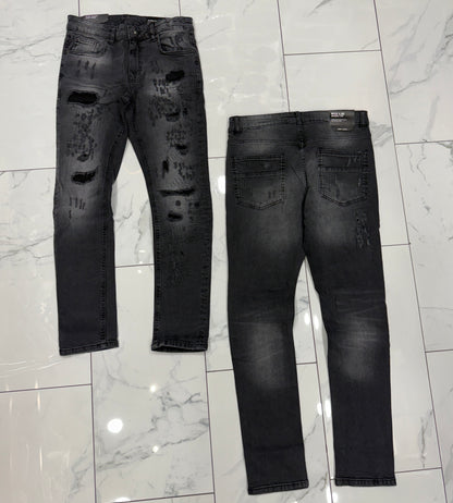 M. Society Black Wash Ripped Skinny Fit Jeans U