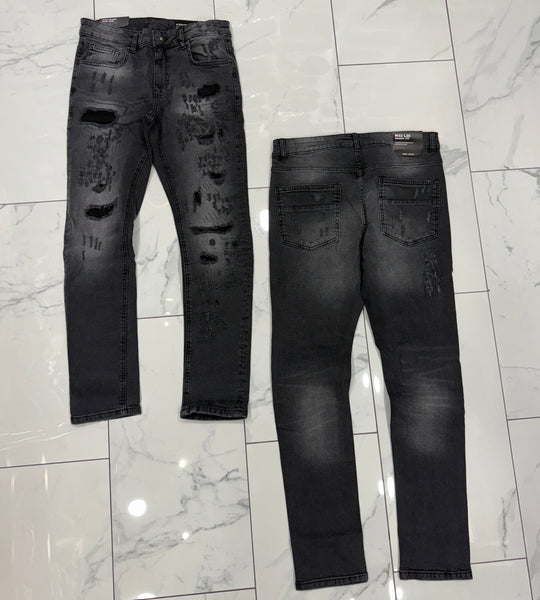 M. Society Black Wash Ripped Skinny Fit Jeans