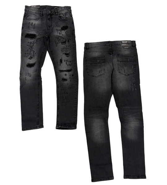 M. Society Black Wash Ripped Skinny Fit Jeans