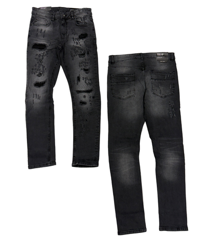 M. Society Black Wash Ripped Skinny Fit Jeans