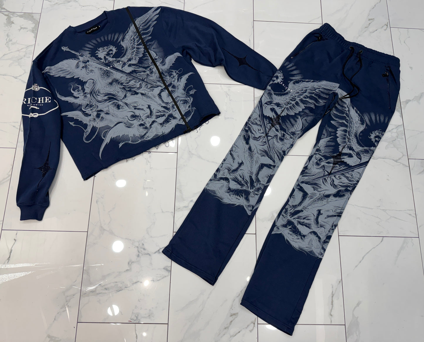 Vie Riche Arc Angel Crewneck Sweatsuit (Navy) U