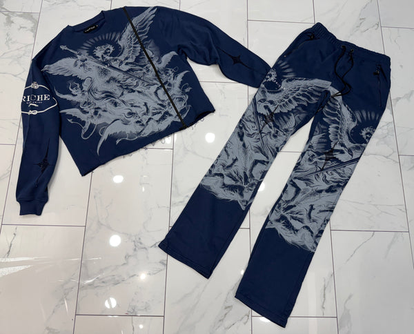 Vie Riche Arc Angel Crewneck Sweatsuit (Navy) U
