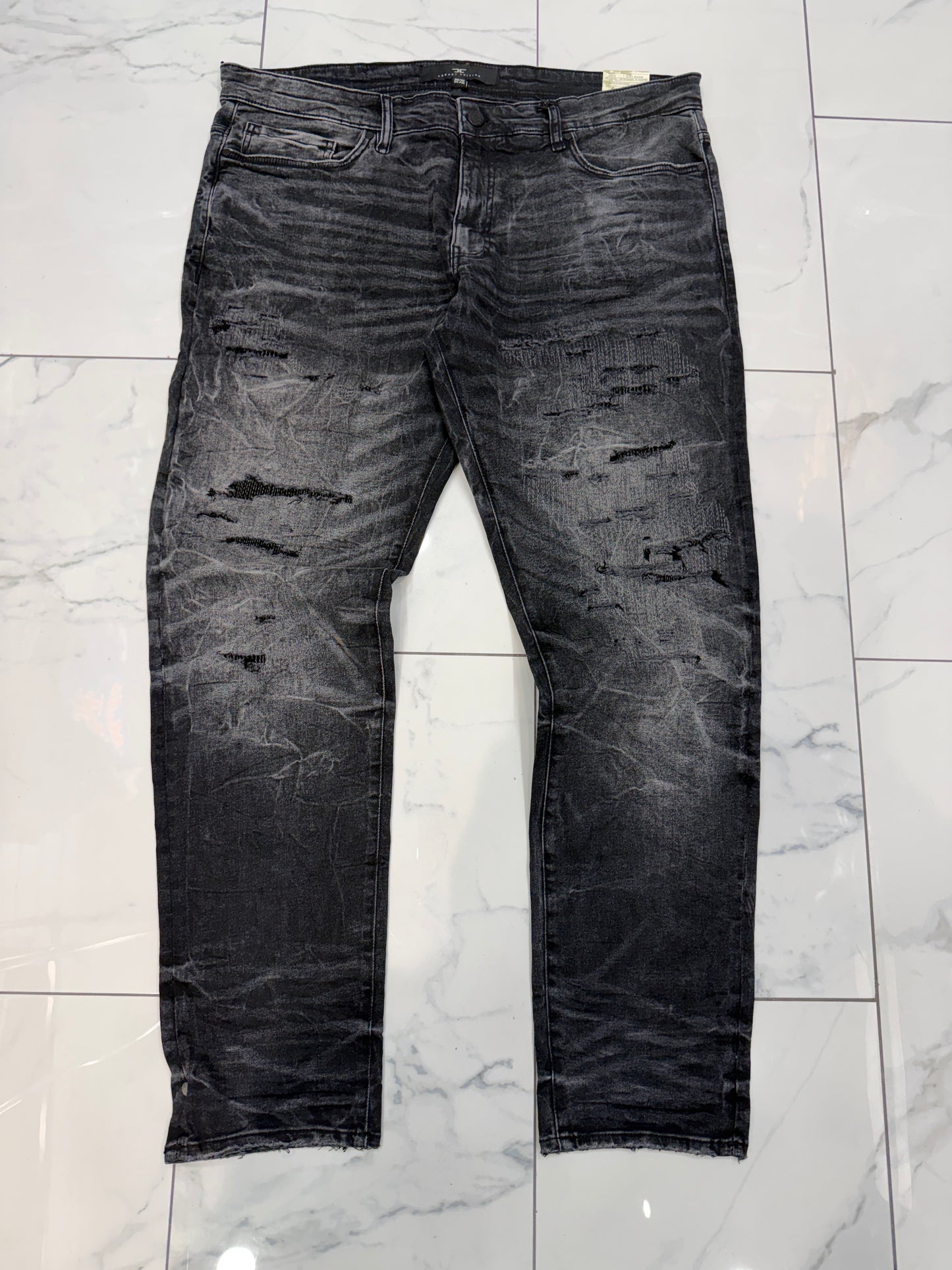 Jordan Craig Sean Fit Slim Fit Super Stretch Tapered Black Shadow Jeans U