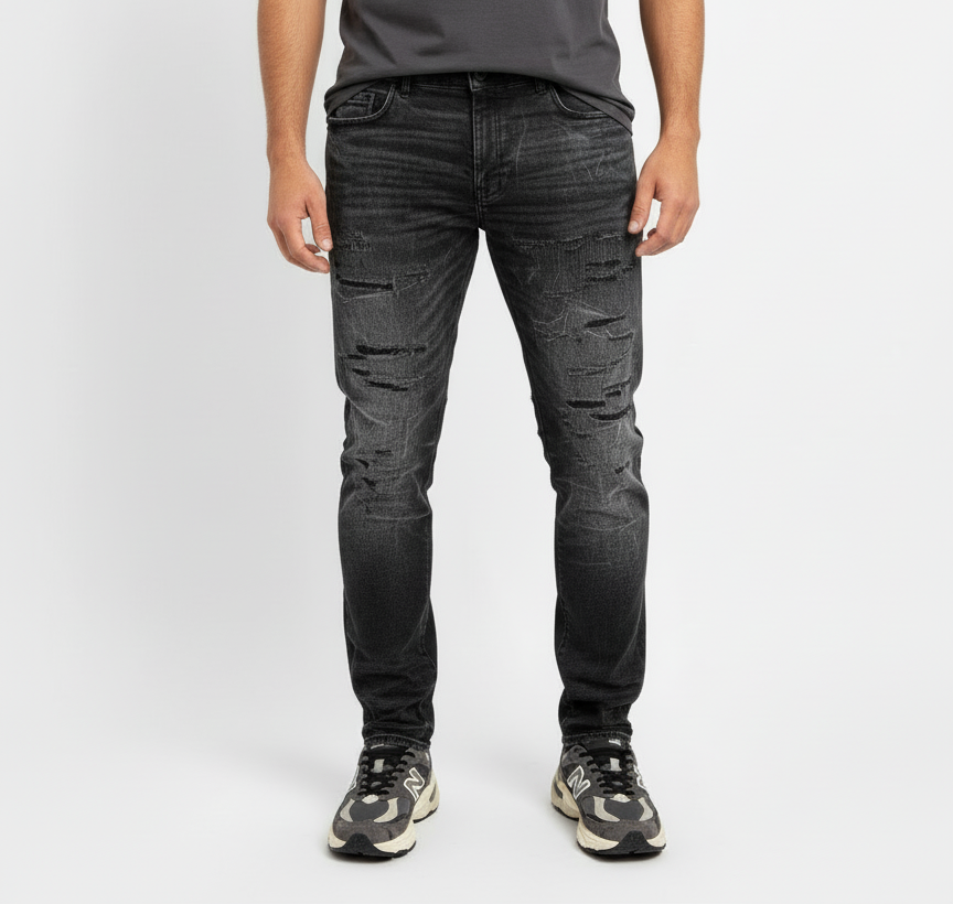 Jordan Craig Sean Fit Slim Fit Super Stretch Tapered Black Shadow Jeans U